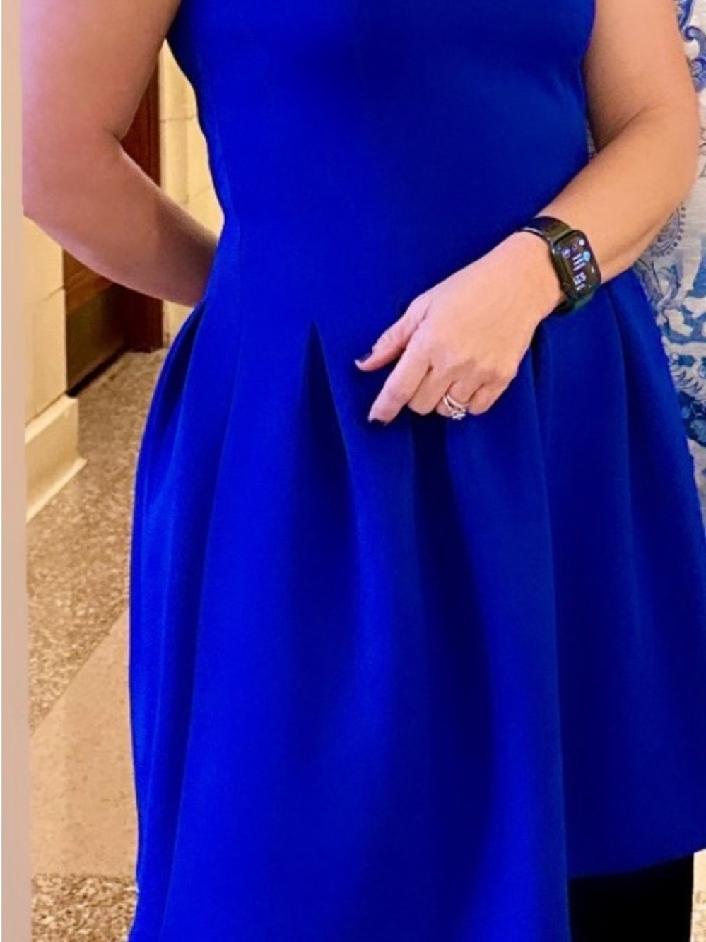 Women's Royal Blue Sleeveless Fit-and-Flare Dress Michael kors